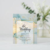 Mooi Zee Glass Gold Wedding Invite Turquoise (Staand voorkant)