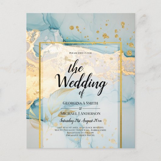 Mooi Zee Glass Gold Wedding Invite Turquoise (Voorkant)