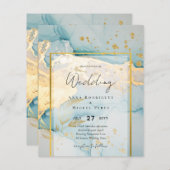 Mooi Zee Glass Gold Wedding Invite Turquoise (Voorkant / Achterkant)