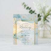 Mooi Zee Glass Gold Wedding Invite Turquoise (Staand voorkant)