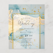 Mooi Zee Glass Gold Wedding Invite Turquoise (Voorkant)