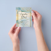 Mooi Zee Glass Gold Wedding Invite Turquoise Flyer (Hand)