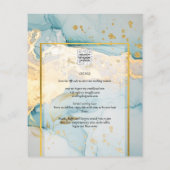 Mooi Zee Glass Gold Wedding Invite Turquoise Flyer (Achterkant)