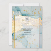 Mooi Zee Glass Gold Wedding Invite Turquoise Kaart (Achterkant)