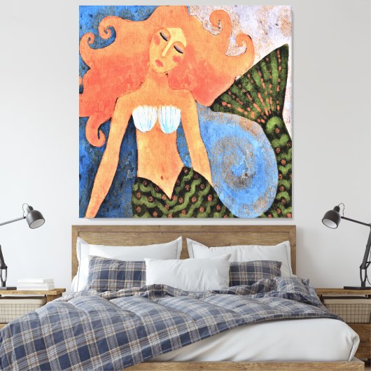 Mooi Zeemeermin Abstract digitaal schilderij Canvas Afdruk (Insitu (Slaapkamer))