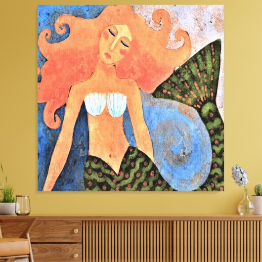 Mooi Zeemeermin Abstract digitaal schilderij Canvas Afdruk (Insitu (Woonkamer))