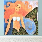 Mooi Zeemeermin Abstract digitaal schilderij Canvas Afdruk (Insitu (Houten vloer))