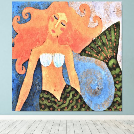 Mooi Zeemeermin Abstract digitaal schilderij Canvas Afdruk (Insitu (Houten vloer))