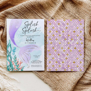 Mooi Zeemeermin Meisje Verjaardagsfeest Kaart