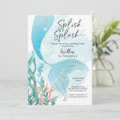 Mooi Zeemeermin Meisje Verjaardagsfeest Kaart (Staand voorkant)