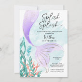 Mooi zeemeermin meisje verjaardagsfeestje kaart (Voorkant)