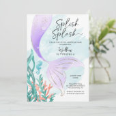 Mooi zeemeermin meisje verjaardagsfeestje kaart (Staand voorkant)