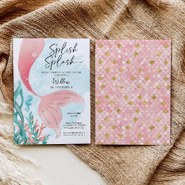 Mooi zeemeermin meisje verjaardagsfeestje kaart