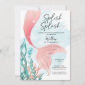 Mooi zeemeermin meisje verjaardagsfeestje kaart (Voorkant)