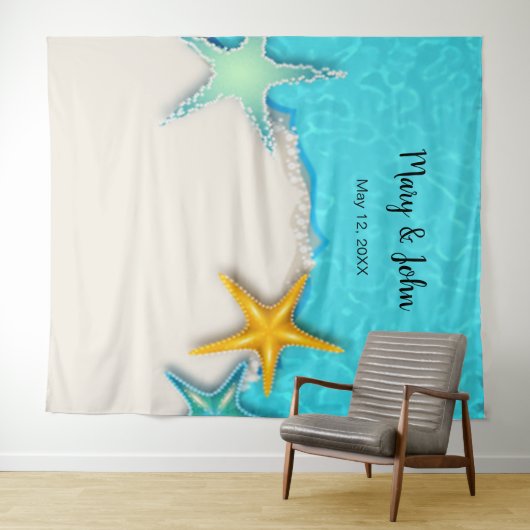 Mooi zeester zomer strand bruiloft achtergronddeco wandkleed (In Situ (horizontaal))