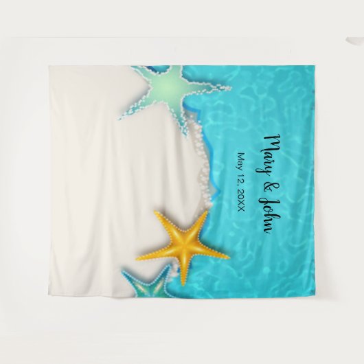 Mooi zeester zomer strand bruiloft achtergronddeco wandkleed (Voorkant (horizontaal))