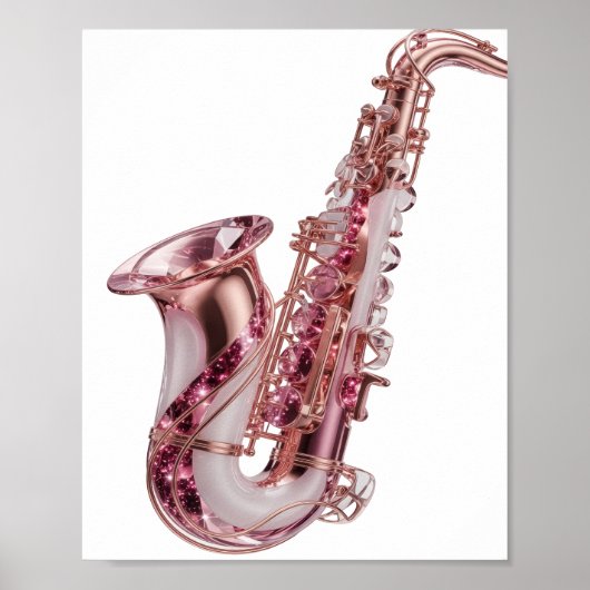Mooi zilver ROZE SAXOFOON Aangepast ontwerp Poster (Voorkant)