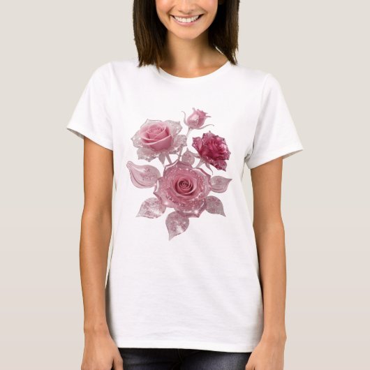 Mooi Zilveren ROZE ROZEN Statement T-shirt (Voorkant)