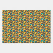 Mooi zonnebloem Geel Blauwgroen Abstract Patroon Inpakpapier Vel (Voorkant 3)