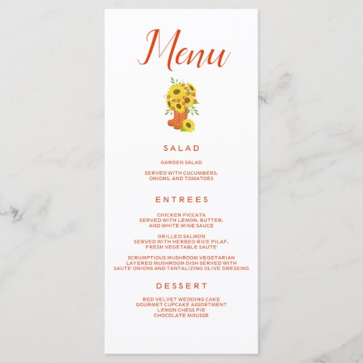 Mooi Zonnebloem thema Menu (Voorkant)