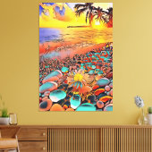 Mooi Zonsondergang Landschap in Digitale Kunst Sch Canvas Afdruk (Insitu (Woonkamer))