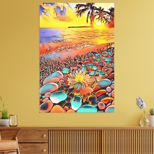 Mooi Zonsondergang Landschap in Digitale Kunst Sch Canvas Afdruk (Insitu (Woonkamer))