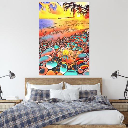 Mooi Zonsondergang Landschap in Digitale Kunst Sch Canvas Afdruk (Insitu (Slaapkamer))