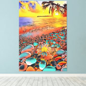 Mooi Zonsondergang Landschap in Digitale Kunst Sch Canvas Afdruk (Insitu (Houten vloer))