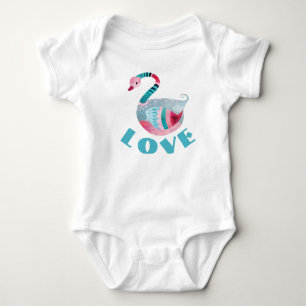 Mooi zwaan kleurrijke LOVE baby one-piece romper