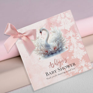 Mooi zwaan roze bloemig damast meisje Baby shower Bedankjes Labels