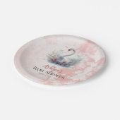 Mooi zwaan roze bloemig damast meisje Baby shower Papieren Bordje (Gekanteld)
