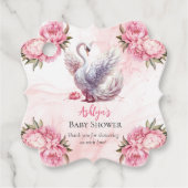 Mooi zwaan roze bloemig meisje Baby shower Bedankjes Labels (Voorkant)
