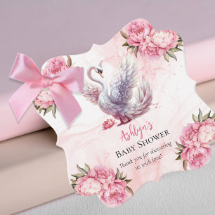 Mooi zwaan roze bloemig meisje Baby shower Bedankjes Labels