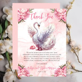 Mooi zwaan roze bloemig meisje Baby shower Bedankkaart