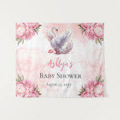 Mooi zwaan roze bloemig meisje Baby shower Wandkleed (Voorkant (horizontaal))