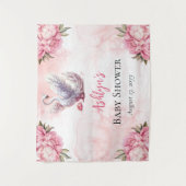 Mooi zwaan roze bloemig meisje Baby shower Wandkleed (Voorkant)