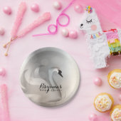 Mooi Zwaan Zilver Chic Elegante Feest Papieren Bordje (Feest)