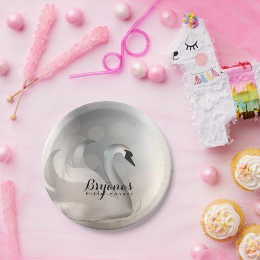 Mooi Zwaan Zilver Chic Elegante Feest Papieren Bordje (Feest)