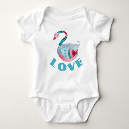 Mooi zwanenpakje in kleur LOVE baby one-piece romp Romper (Voorkant)