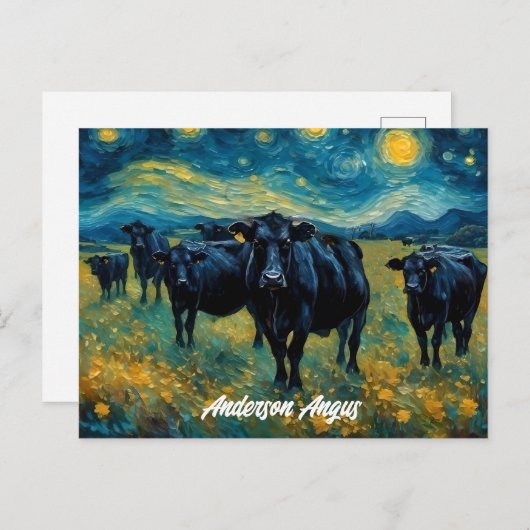 Mooi zwart Angus vee Briefkaart (Voorkant / Achterkant)