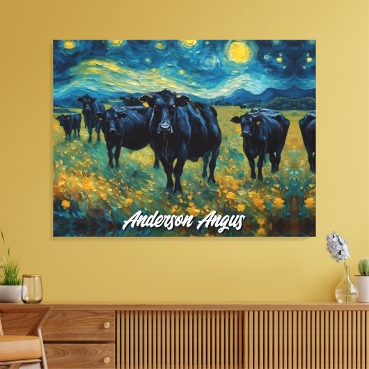 Mooi zwart Angus vee Canvas Afdruk (Insitu (Woonkamer))