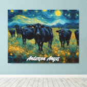 Mooi zwart Angus vee Canvas Afdruk (Insitu (Houten vloer))