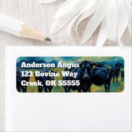 Mooi zwart Angus vee Etiket