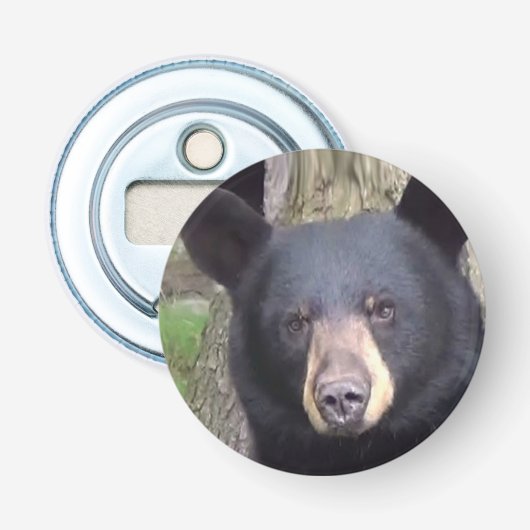 Mooi zwart Beer Button Flesopener (Voorkant)