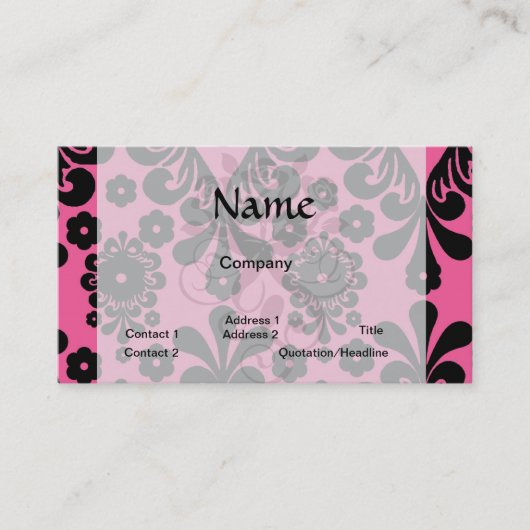 mooi zwart damesje op roze roze ijs visitekaartje (Voorkant)