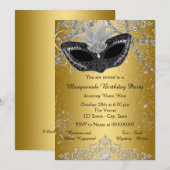 Mooi zwart en goud gemaskerd bal kaart (Voorkant / Achterkant)