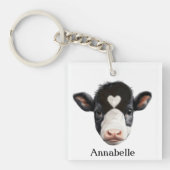 Mooi zwart en wit Koe gezicht Sleutelhanger (Voorkant)