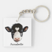 Mooi zwart en wit Koe gezicht Sleutelhanger (Achterkant)