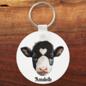 Mooi zwart en wit Koe gezicht Sleutelhanger (Achterkant)