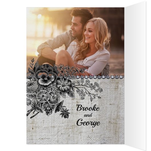 Mooi zwart/grijze bloemenWeddenschap Hartelijk dan (Binnen (Links))